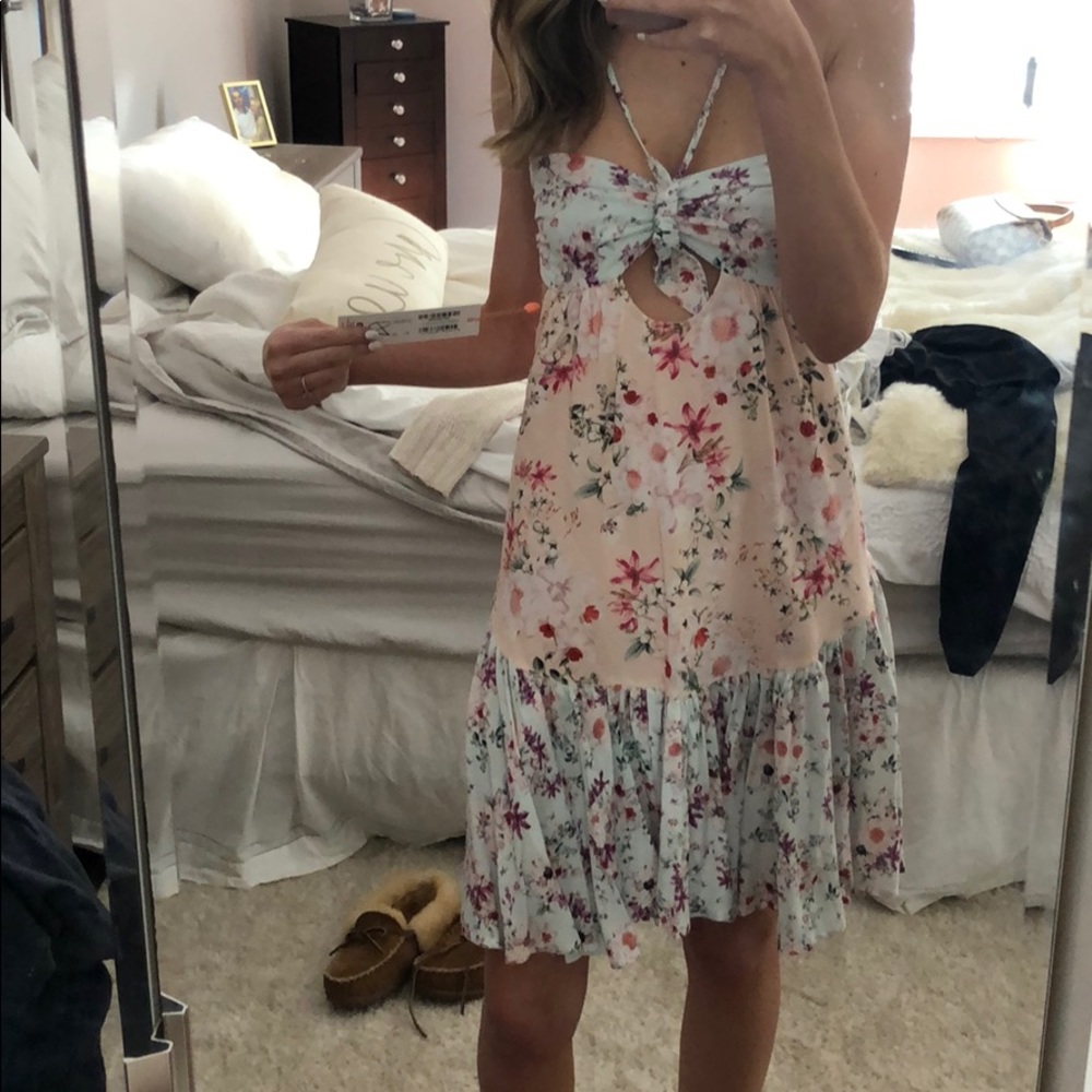 Pink and blue floral dress